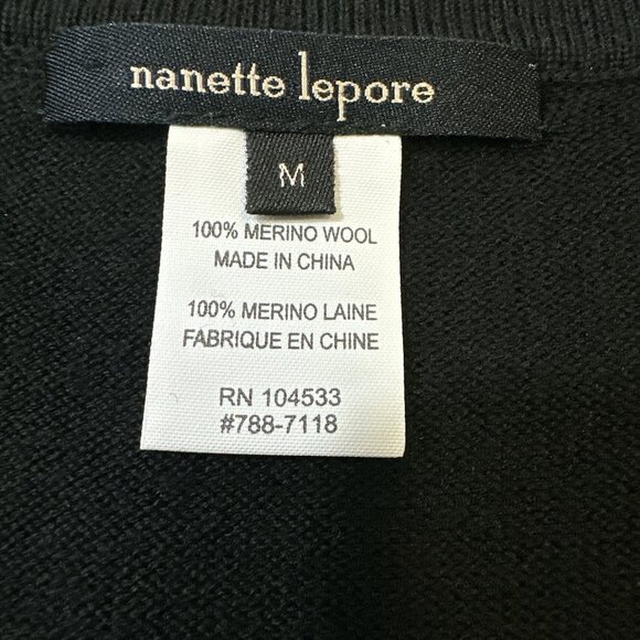 Nanette Lepore Dress Beaded Embroidered Merino Wool Knit Sz M - Picture 12 of 13
